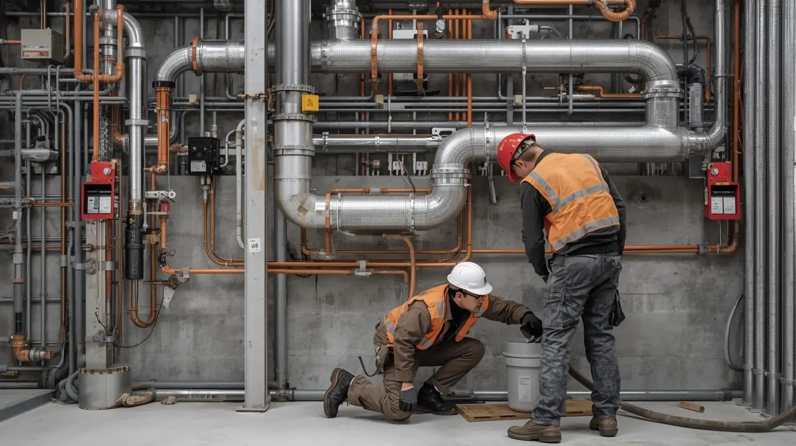 Fix Muscat engineers reviewing plans on-site in Oman